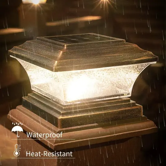 HUYIENO Solar Post Cap Lights Outdoor LED Lighting Deck Fence Two Modes {2}