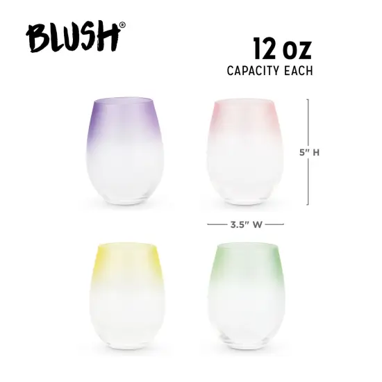 Frosted Ombre Stemless Wine Glasses Blush {5}