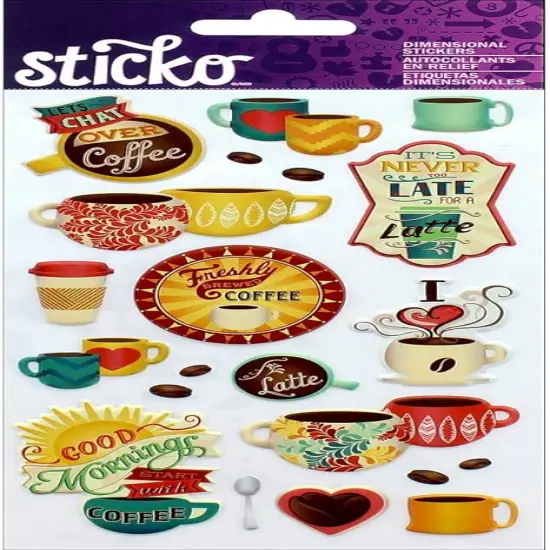 Sticko Coffee & Lattes Dimensional Puffy Stickers {1}