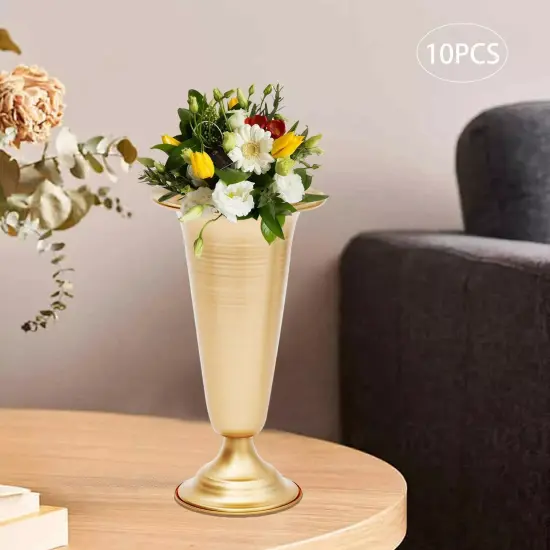 Metal Trumpet Vases 10* Tabletop Centerpiece Vase for Wedding Party Home Decor {3}