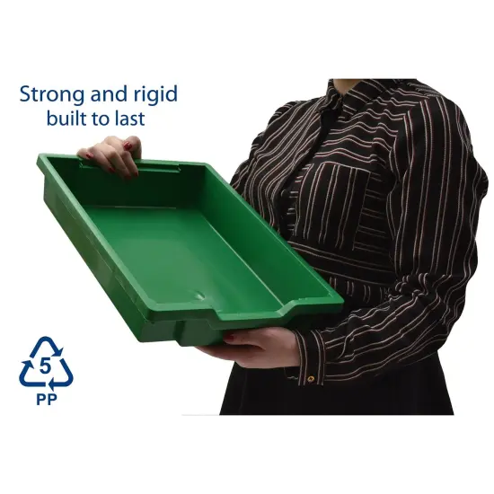 Shallow F1 Tray, Grass Green, 12.3" x 16.8" x 3", Heavy Duty School, Industrial & Utility Bins, Pack of 8 {4}