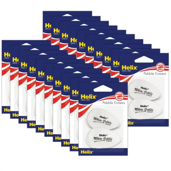 White Pebble Eraser, White, 2 Per Pack, 20 Packs {1}