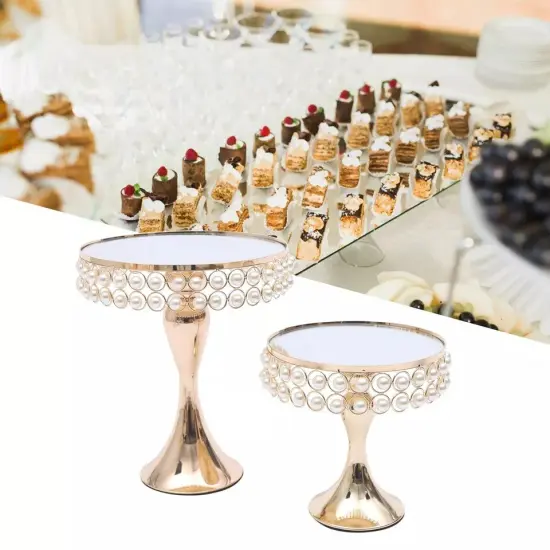 9pack Golden Cake Stand Tray 3-layer Tower Stand With Base Wedding Party Mirror {2}
