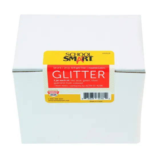 School Smart Craft Glitter, 4 Ounces, Assorted Colors, Pack of 6 {3}