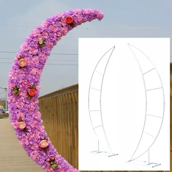 2PCS Crescent Moon Wedding Arch Frame Party Framework Stand Floral Rack {2}