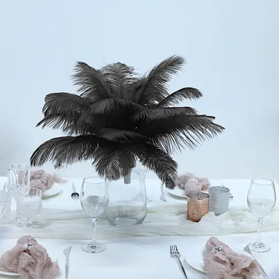 12 pcs 13"-15" long Genuine Ostrich Feathers Black {1}