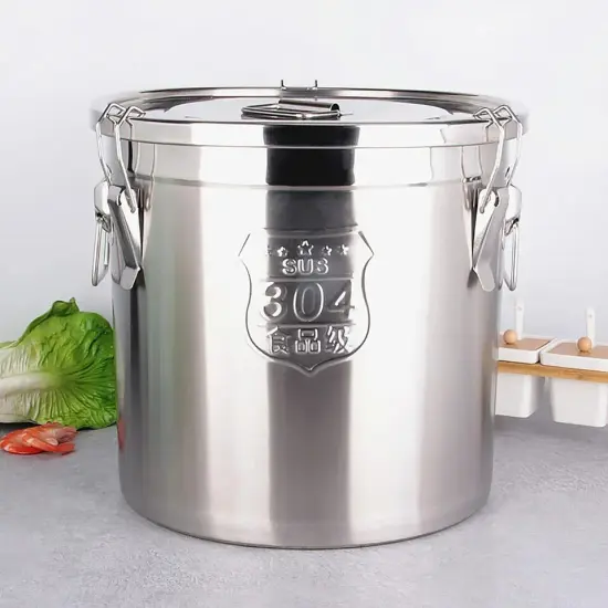 Airtight Rice Bucket 304 Stainless Steel Canister Food Storage Containers 6 L {1}