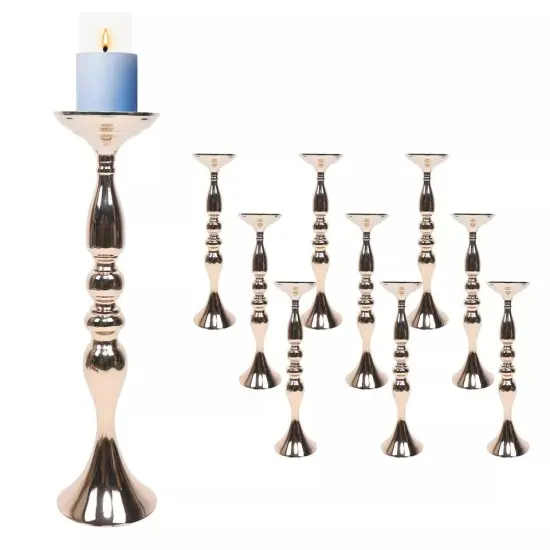 10pcs Gold Centerpieces Candle Holder Flower Vase Stand Rack Wedding Event Decor {1}