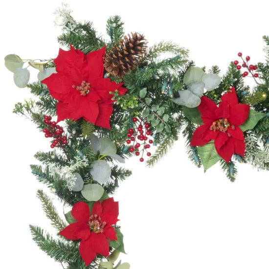 9 ft. Artificial Christmas Garland with Lights - Christmas Poinsettia {2}