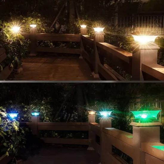 HUYIENO Solar Post Cap Lights Outdoor LED Lighting Deck Fence Two Modes {3}