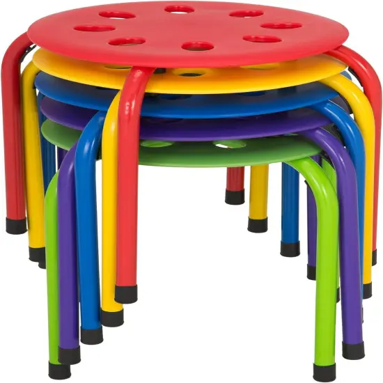 Daycare Stacking Stools for Kids, 12" Children'S Portable Nesting Office and Classroom Stools, Assorted Color, Pack of 5 {1}