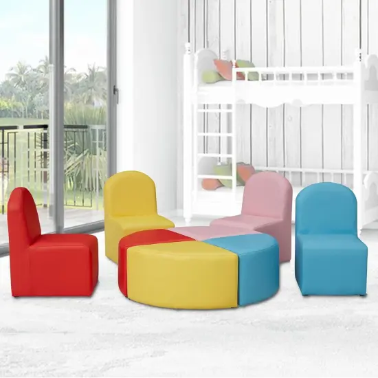 Toddler Couch Daycare Furniture - 8 Pieces Seating Set for Daycare Kids Playroom Furniture, Children Chairs Sofas Colorful Flexible Seating for Home Preschool Playroom {3}