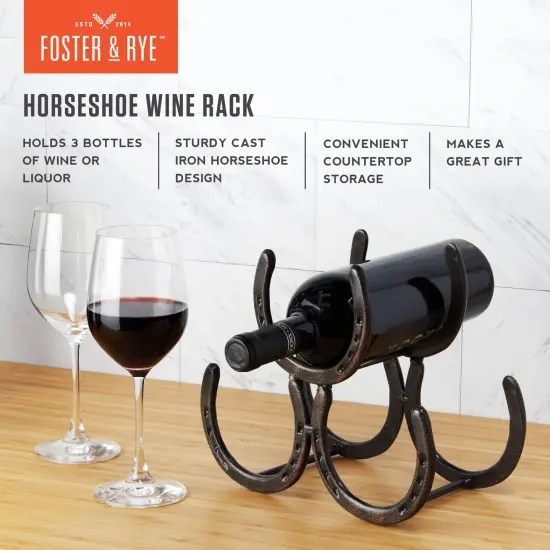 Horseshoe 3 Bottle Metal Wine Rack {3}