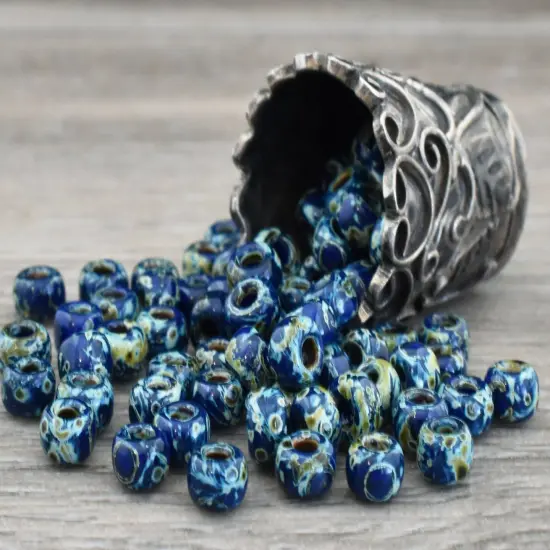 Opaque Cobalt Picasso Miyuki Seed Beads - Miyuki 4518 {2}