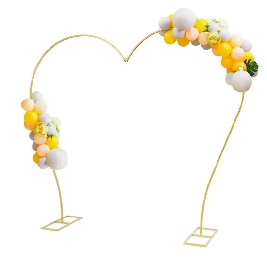 Wedding Arch Rack Heart-shaped Flower Frame Stand Gold Metal Party Backdrop Rack {1}