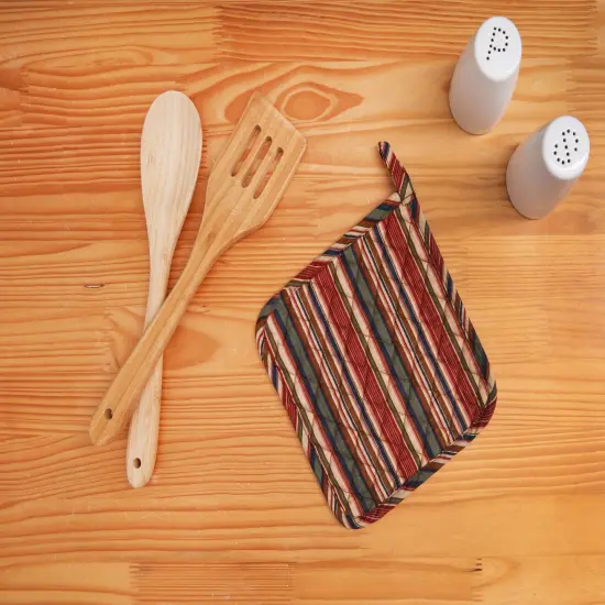 Vintage Floral Bloom Quilted Potholder w/ Hanging Loop 8" x 8" {3}