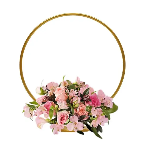 19.6" Metal Round Floral Hoop Table Standing Wreath Centerpiece Ring Party Decor {1}