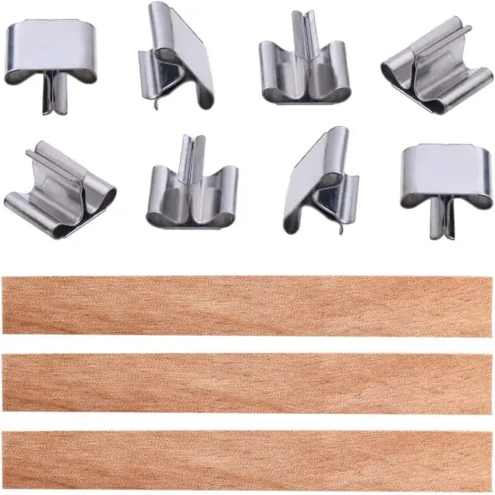 100Pcs Wooden Candle Wicks, Candle Making Wicks 5.1 X 0.5 Inch Naturally Smokeless Wooden Candle Wicks Candle Cores with Iron Stand for DIY Candle Making(50 Set) {3}