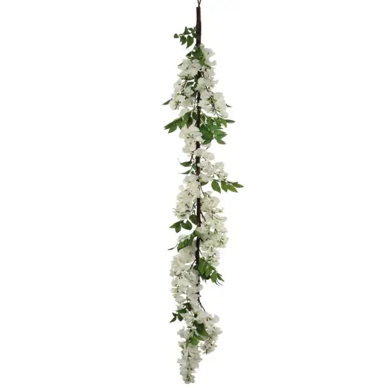 5ft White Wisteria Garland - 3-Pack Silk Flowers & Foliage, Lifelike Design, Perfect for Weddings, Home & Event Decor - All-Season Use, Floral Home by Artificial Flowers {2}