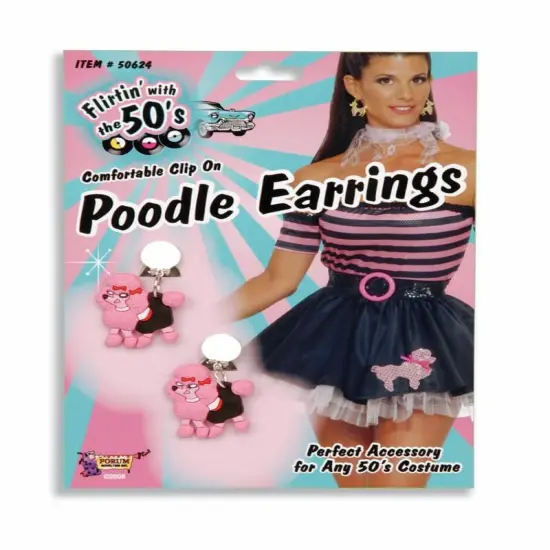 50's Pink Poodle Costume Earrings {1}