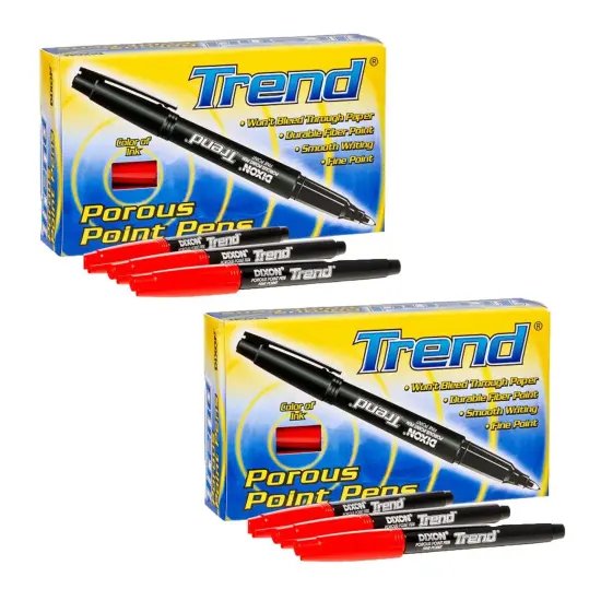 Trend Porous Point Pens, Red, 12 Per Pack, 2 Packs {1}