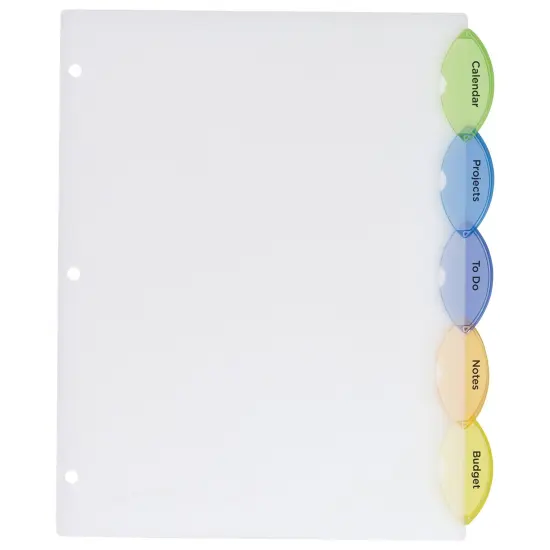Insertable Style Edge&trade; Plastic Dividers, 5-Tab Set, Multicolor, 6 Sets {2}