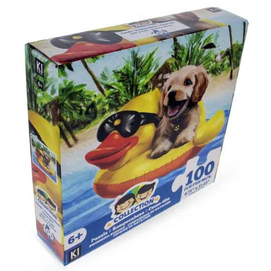 100 Piece Puppy on a Swimming Ring Puzzle {1}
