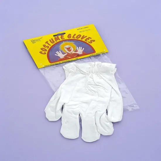 White Circus Clown Adult Costume Gloves {1}