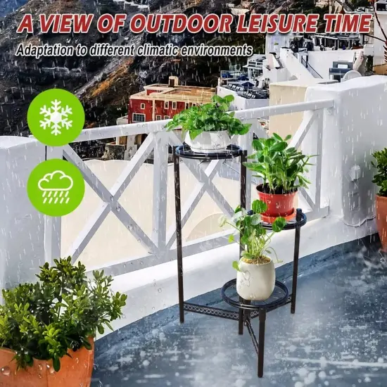 3 Tier Metal Plant Stand Shelf for Indoor Outdoor Plants Multiple {3}
