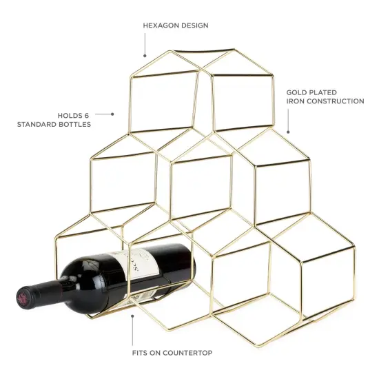 Belmont Geo 6-Bottle Counter Top Wine Rack in Gold {6}