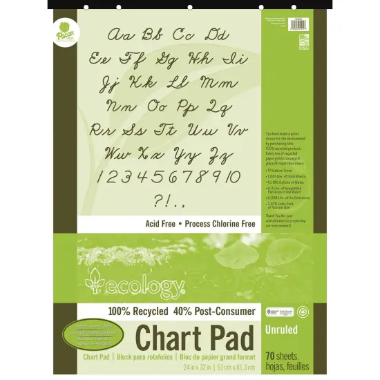 Recycled Chart Pad, Unruled Cover, Unruled 24" x 32", 70 Sheets {1}