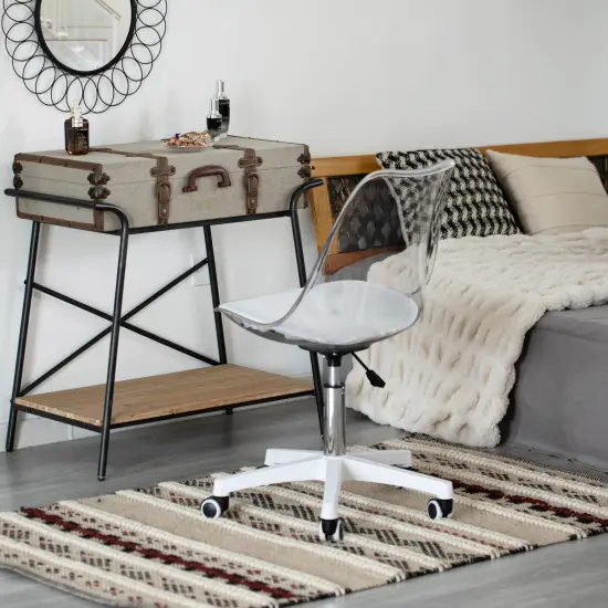 Clear Acrylic Desk Chair - Armless Office Chair, Height Adjustable, Rolling Chair - Modern Ghost Chair, Perfect for Home Office or Vanity with Swivel Function {4}