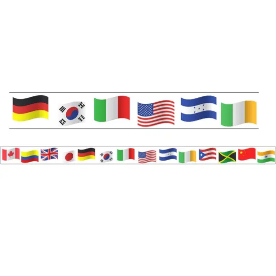 Borders/Trims, Magnetic, Rectangle Cut - 1-1/2" x 24", World Flags Theme, 24' per Pack, 2 Packs {2}