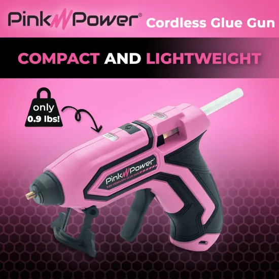 Pink Power Cordless Mini Hot Glue Gun with Stand - USB Rechargeable Wireless Hot Melt Glue Gun Kit with 20 Glue Sticks - Battery Operated Cordless Glue Gun for Crafts - Portable Pink Hot Glue Gun {4}