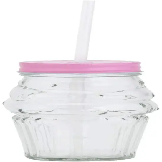 Amici Home Ice Cream Mason Jar Set of 3, Glass Drinking Jar, 16 Ounce - Pink {3}