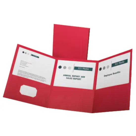 Paper Tri Fold Pocket Folder, Red, Pack of 20 {1}