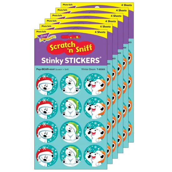 Winter Bears/PepBEARmint Stinky Stickers&reg;, 48 Per Pack, 6 Packs {1}