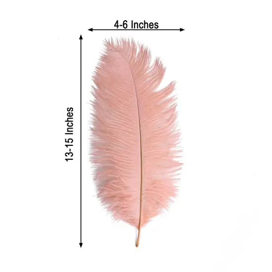 12 pcs 13"-15" long Genuine Ostrich Feathers Rose gold {7}