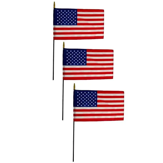 Nylon U.S. Classroom Flag, 12" x 18", Pack of 3 {1}