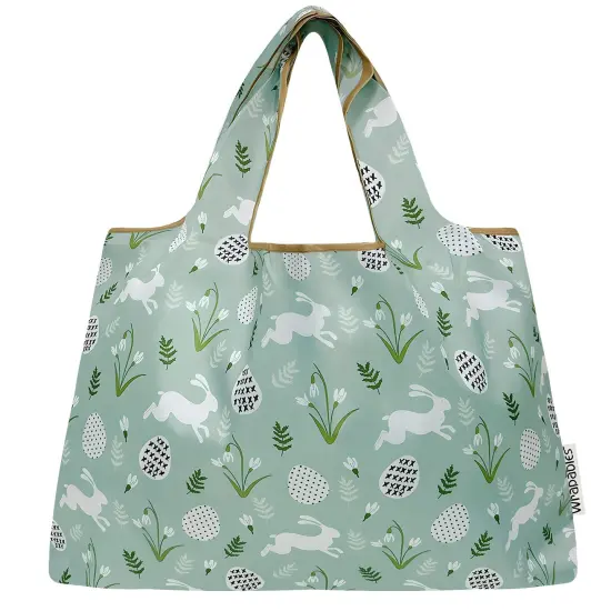 Wrapables Large Foldable Tote Nylon Reusable Grocery Bags, Easter Bunny {3}