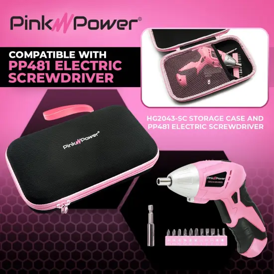 Pink Power Storage Case for Cordless Electric Scissor Box Cutter Cordless Screwdrivers - Craft Sewing Accessories Storage Case - Fits HG2043 HG1214 PP481 PP481-LK {6}