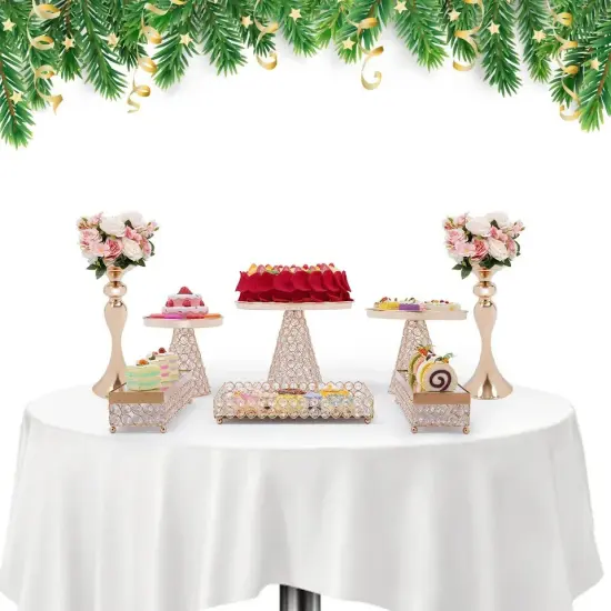 8 PCS Cakes Stand Set Crystal Cupcakes Plate Holder Display Tower Party Wedding {2}