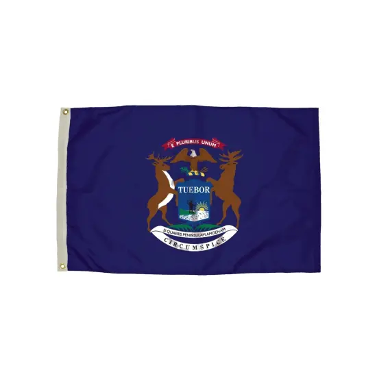 Durawavez Nylon Outdoor Flag with Heading & Grommets, Michigan, 3ft x 5ft {1}