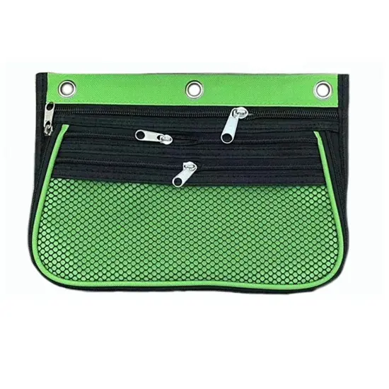 Expanding Pencil Pouch, 3 Pocket, 10.25"W x 7.25"H x 2.5"D, Assorted Colors, Pack of 24 {3}