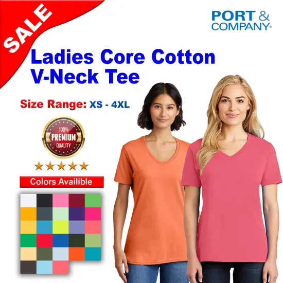 Port & Company&reg; Ladies Core Cotton V Neck Short Sleeve Tee Kelly {2}
