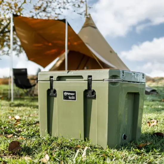 Petromax Large Capacity Hard Cooler Box, Olive 52.8 Qt Insulated Ice Chest, Keep Food Cold for Multi Day Outdoor Camping {5}