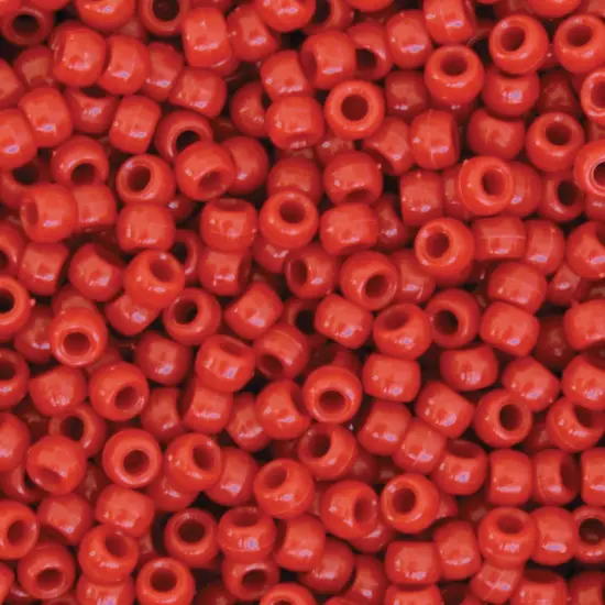 Pony Beads, Red, 6 mm x 9 mm, 1000 Per Pack, 3 Packs {2}