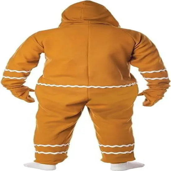Gingerbread Man Adult Fleece Jumpsuit Costume {3}