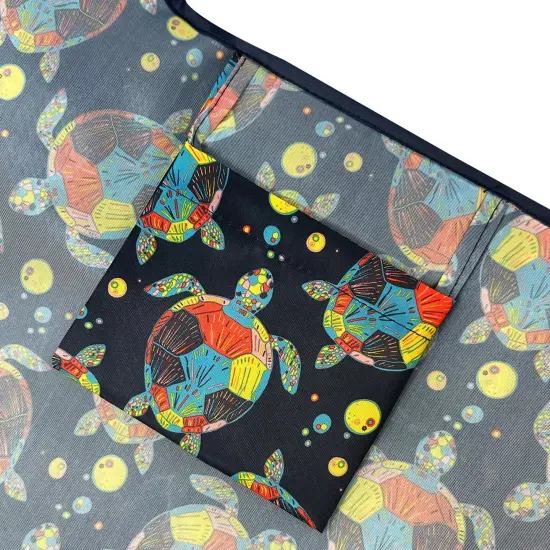 Wrapables Medium Foldable Tote Nylon Reusable Grocery Bag (Set of 2), Sea Turtles {5}