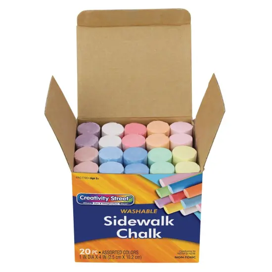 Sidewalk Chalk, Assorted Colors, 4", 20 Pieces Per Pack, 6 Packs {2}